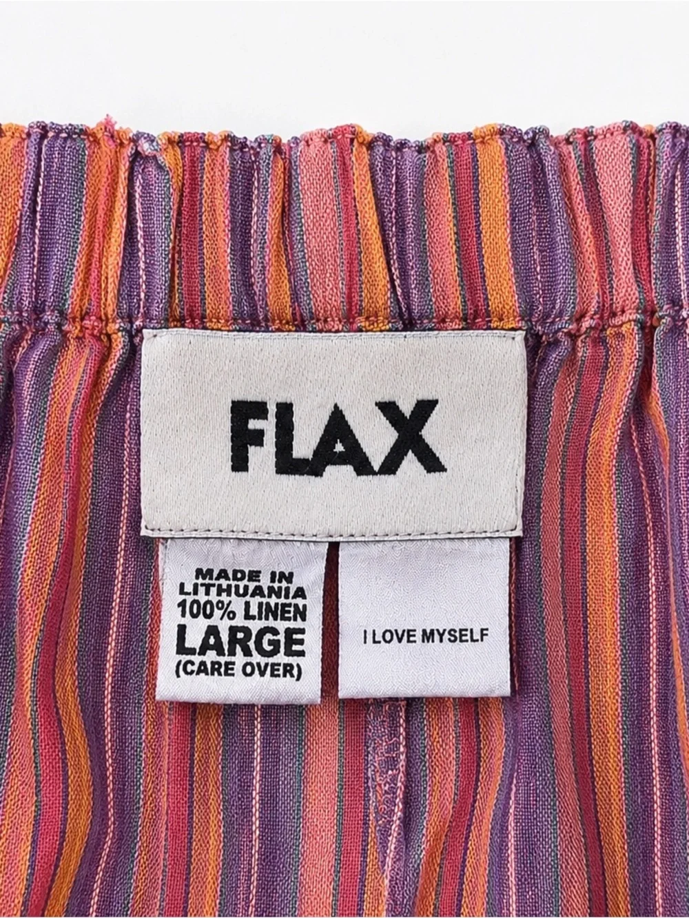 Flax 100% Linen Striped Pull-On Pants Size Large
